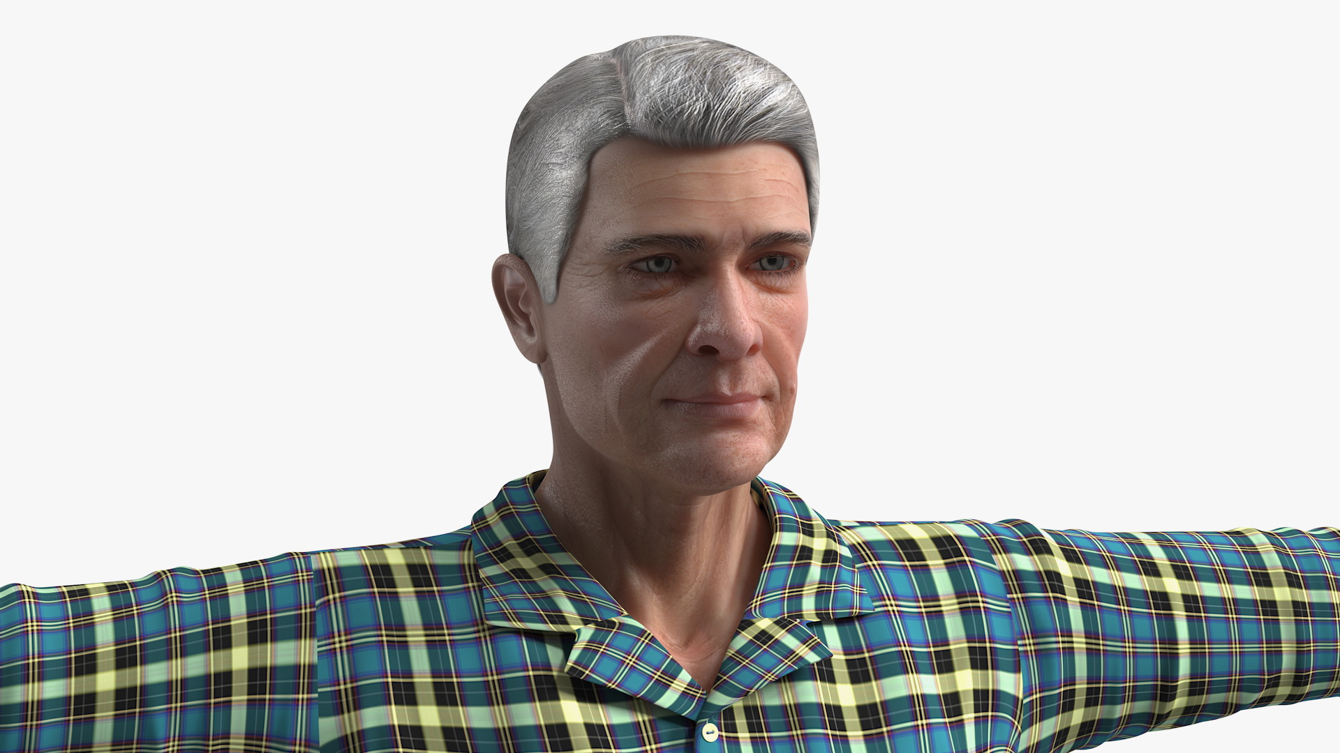 3D Elderly Man Homewear Neutral Pose model