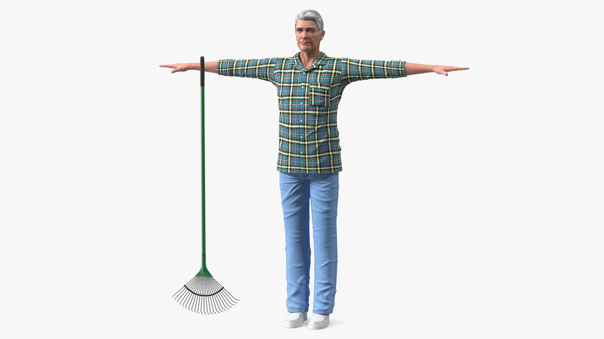 3D Elderly Man Homewear Neutral Pose model