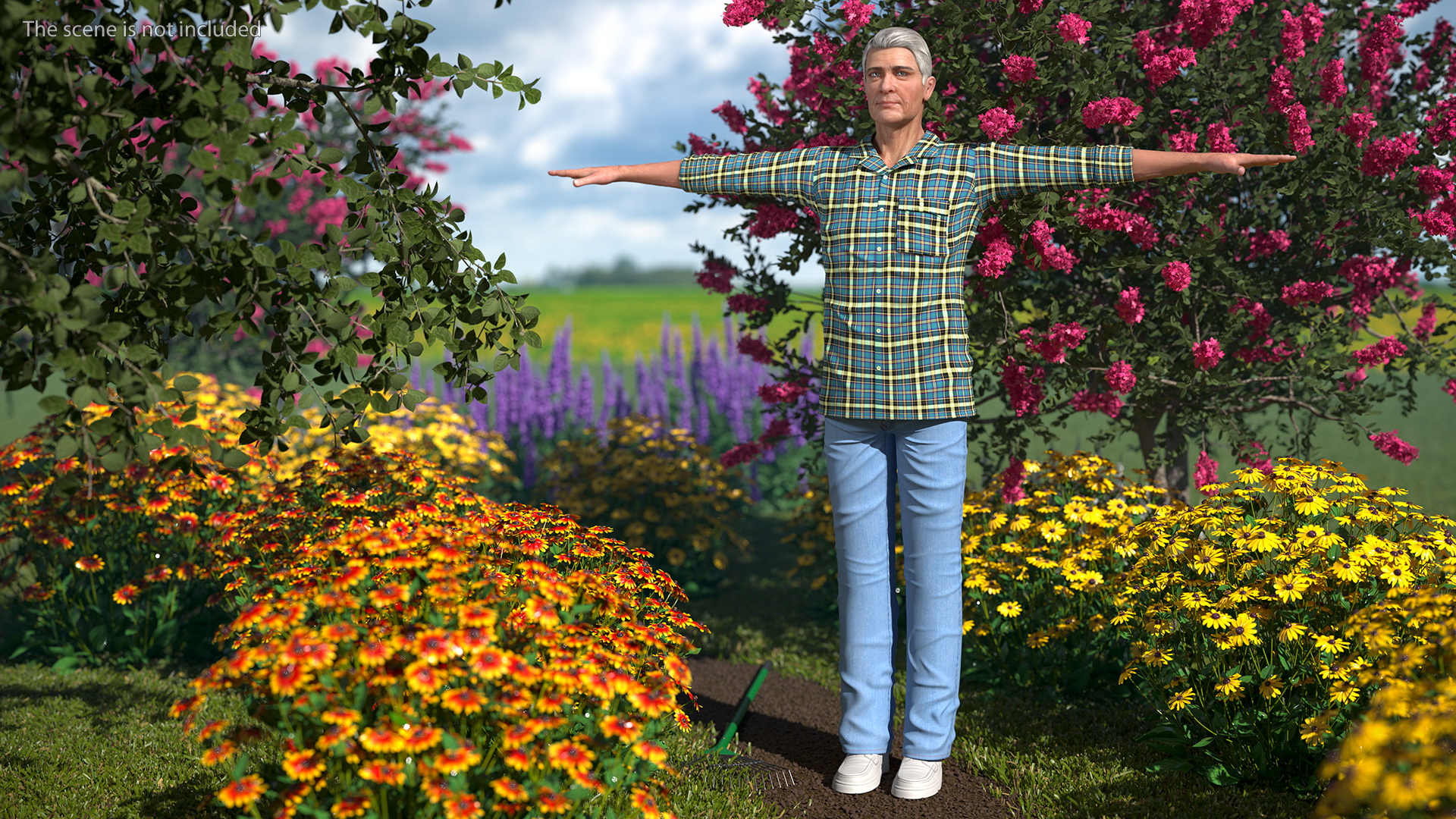 3D Elderly Man Homewear Neutral Pose model