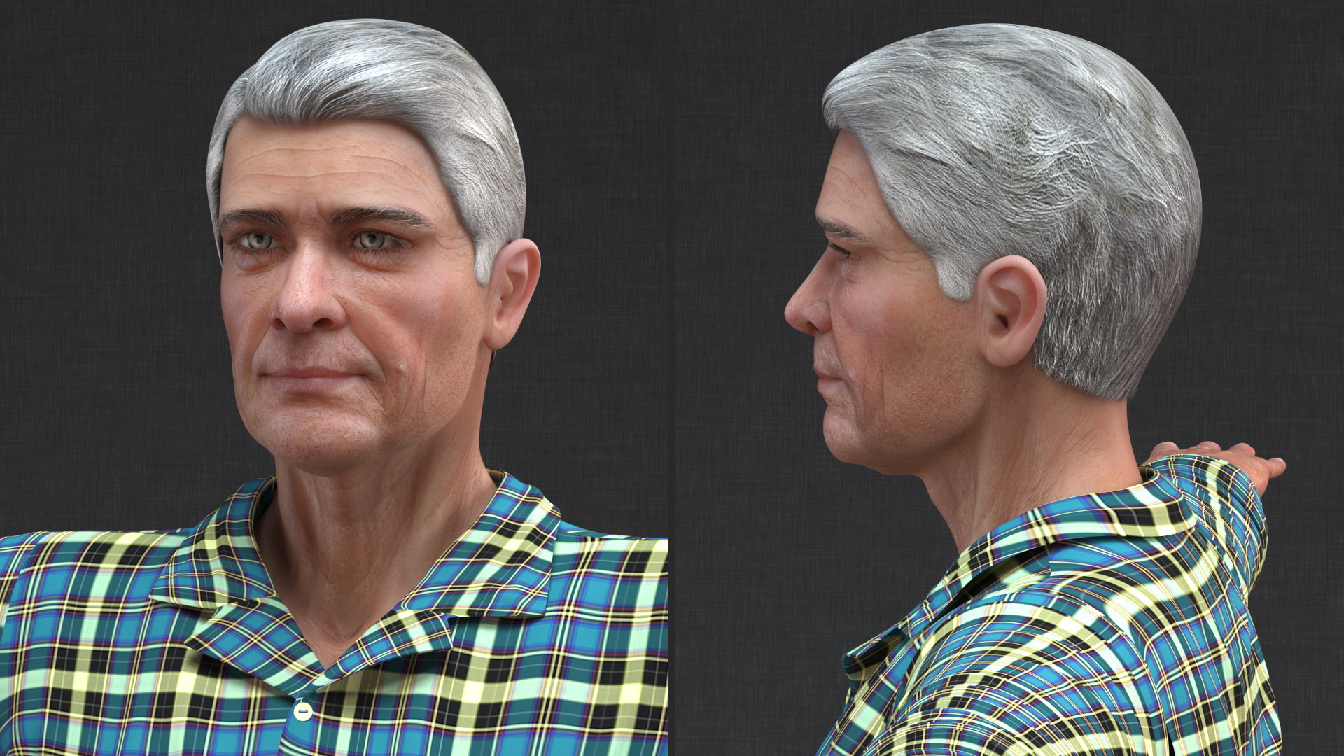 3D Elderly Man Homewear Neutral Pose model
