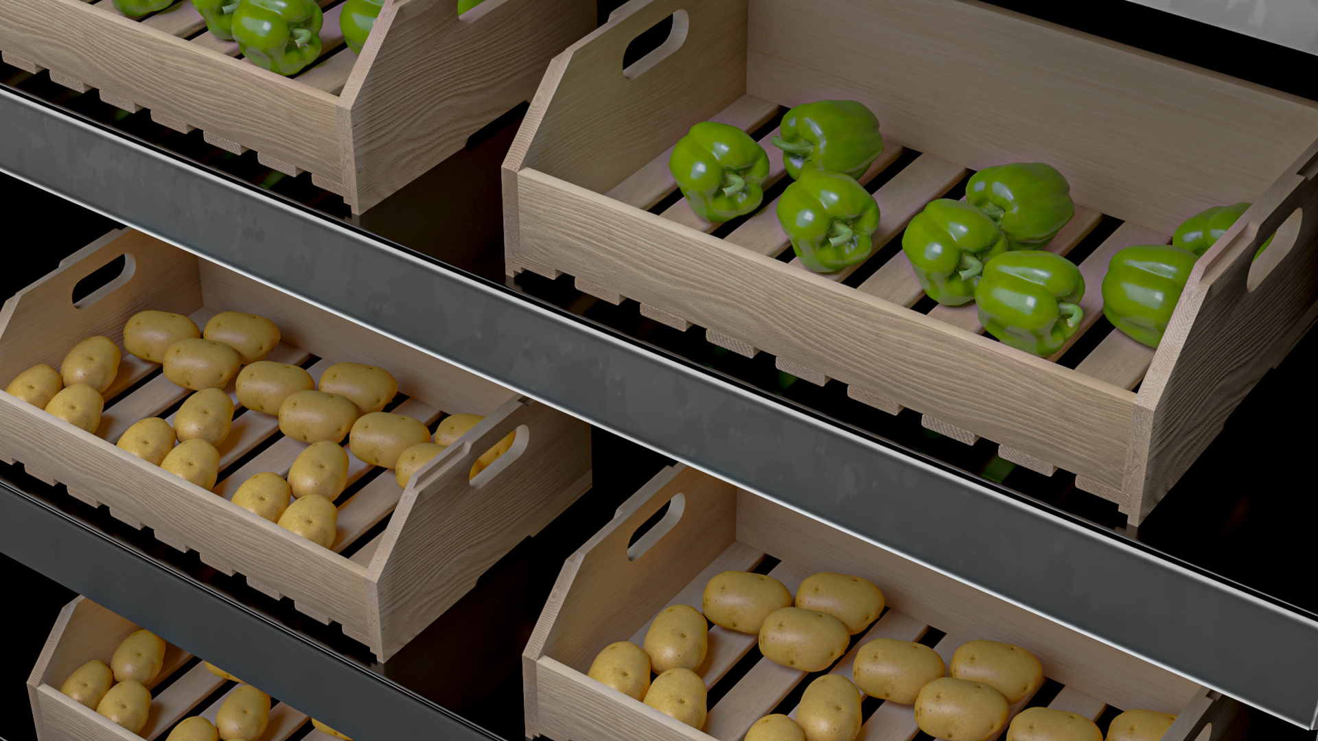 3D model Assortment of Vegetables and Fruits on the Counter