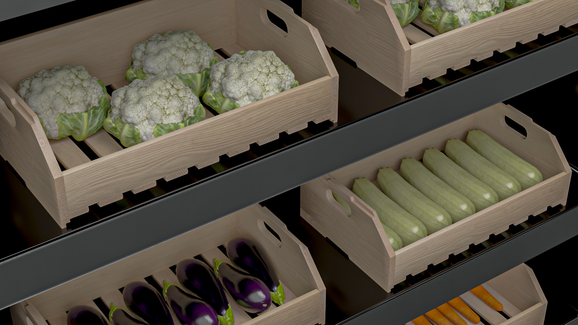 3D model Assortment of Vegetables and Fruits on the Counter