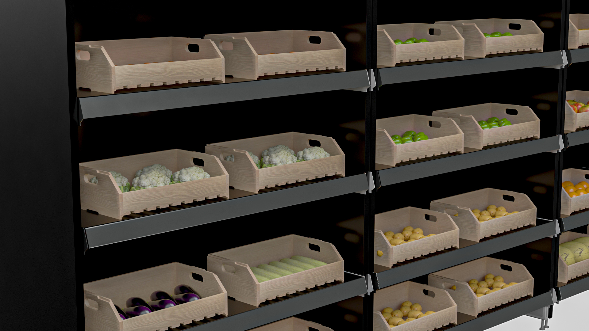 3D model Assortment of Vegetables and Fruits on the Counter