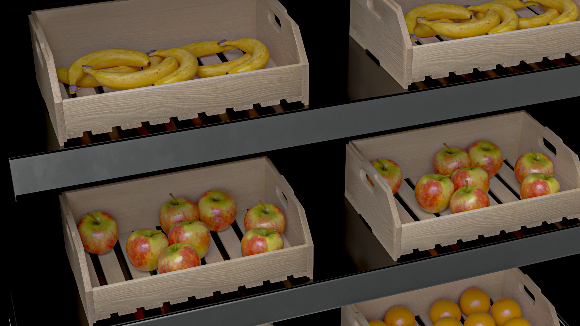3D model Assortment of Vegetables and Fruits on the Counter