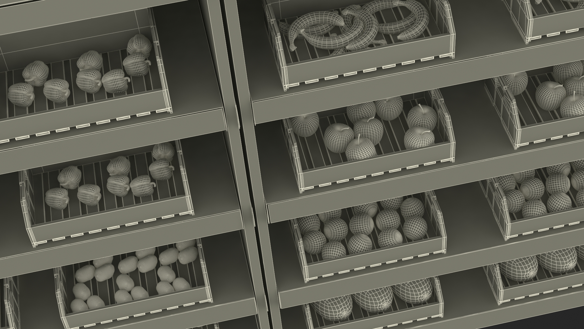 3D model Assortment of Vegetables and Fruits on the Counter