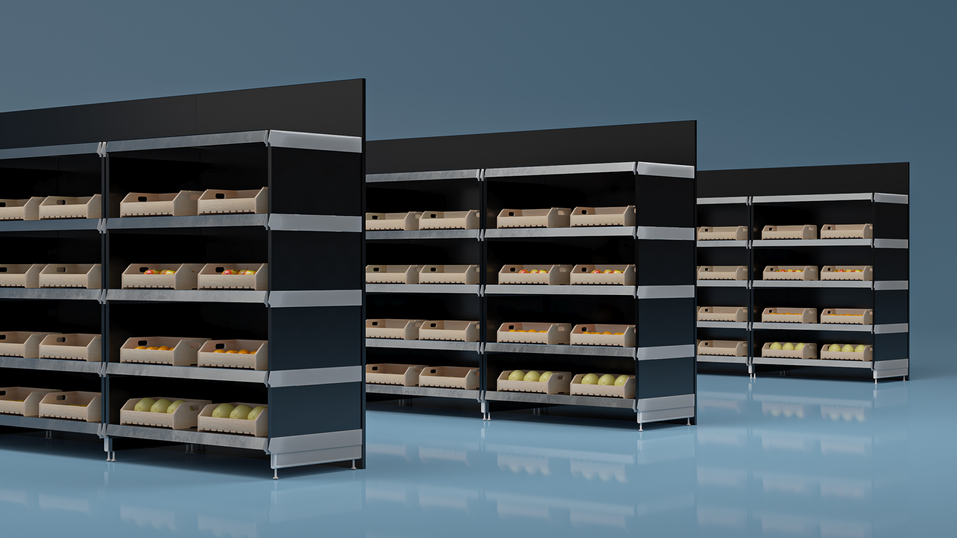 3D model Assortment of Vegetables and Fruits on the Counter