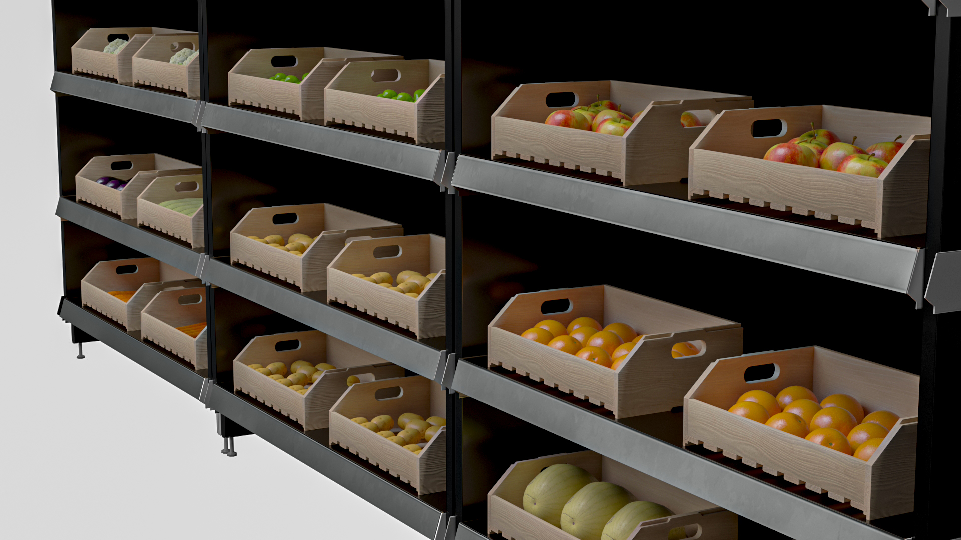 3D model Assortment of Vegetables and Fruits on the Counter
