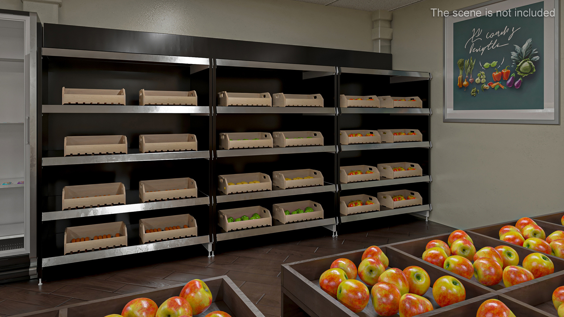 3D model Assortment of Vegetables and Fruits on the Counter