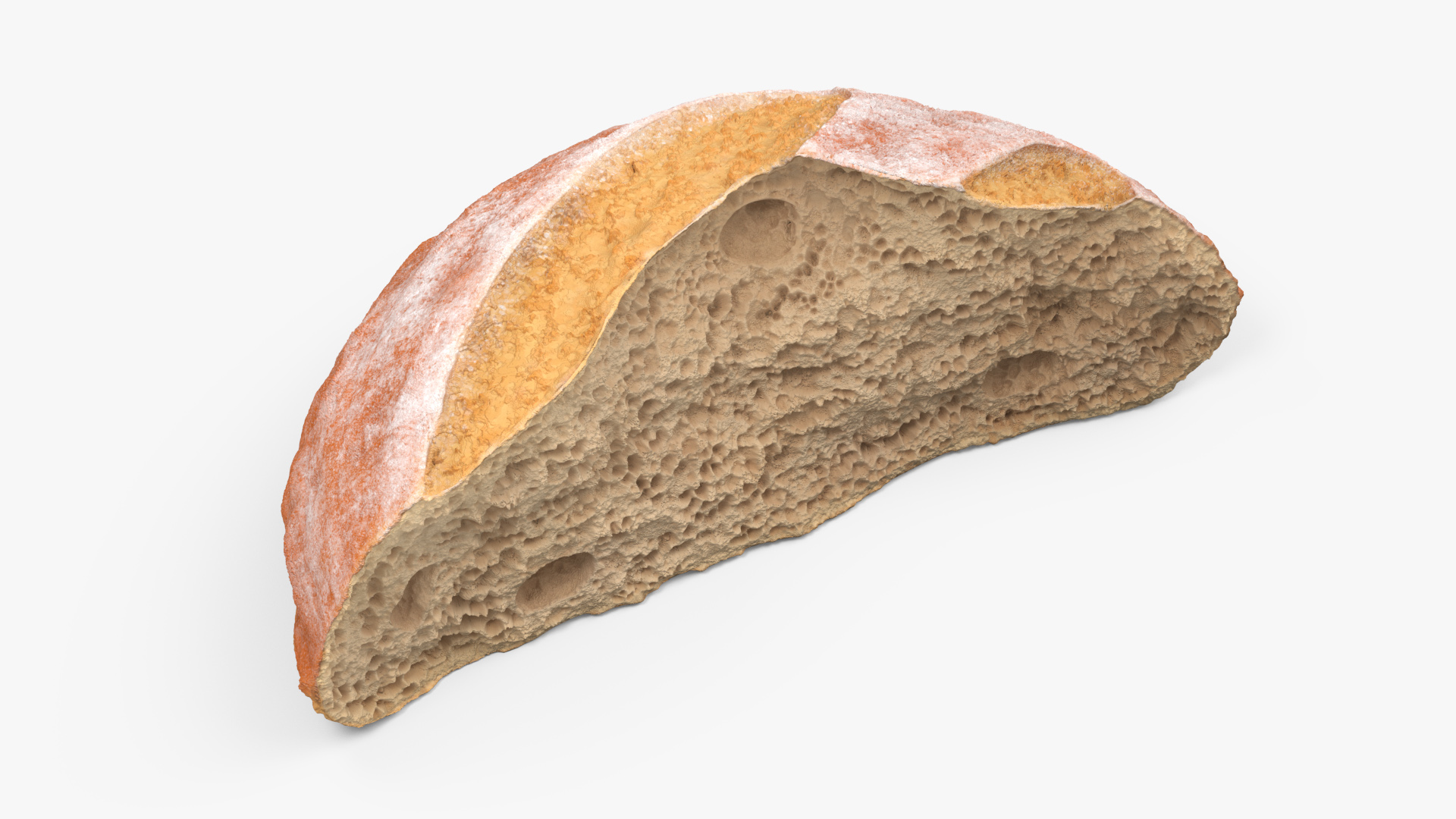 3D Broken Half Round Bread model