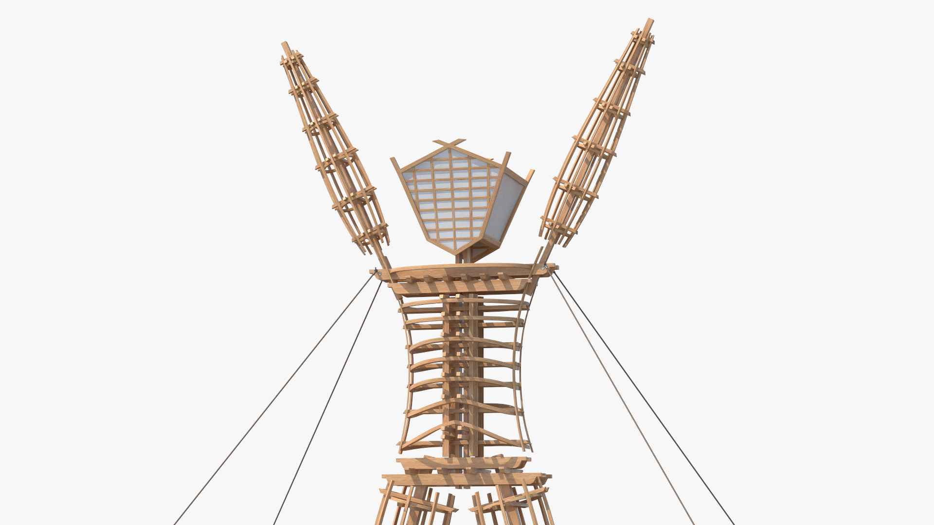 Wooden Statue Burning Man with Hands Up 3D model