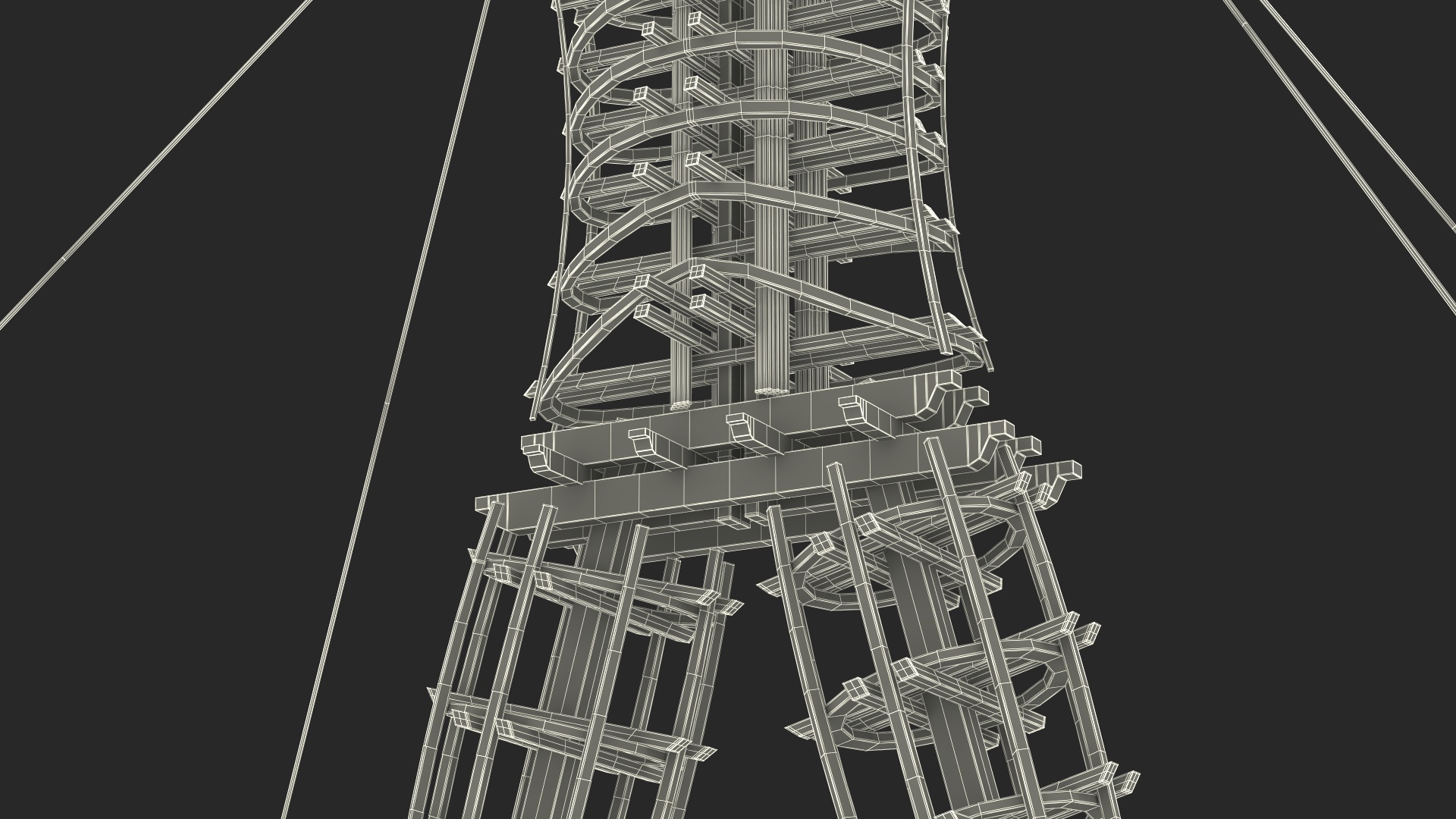 Wooden Statue Burning Man with Hands Up 3D model