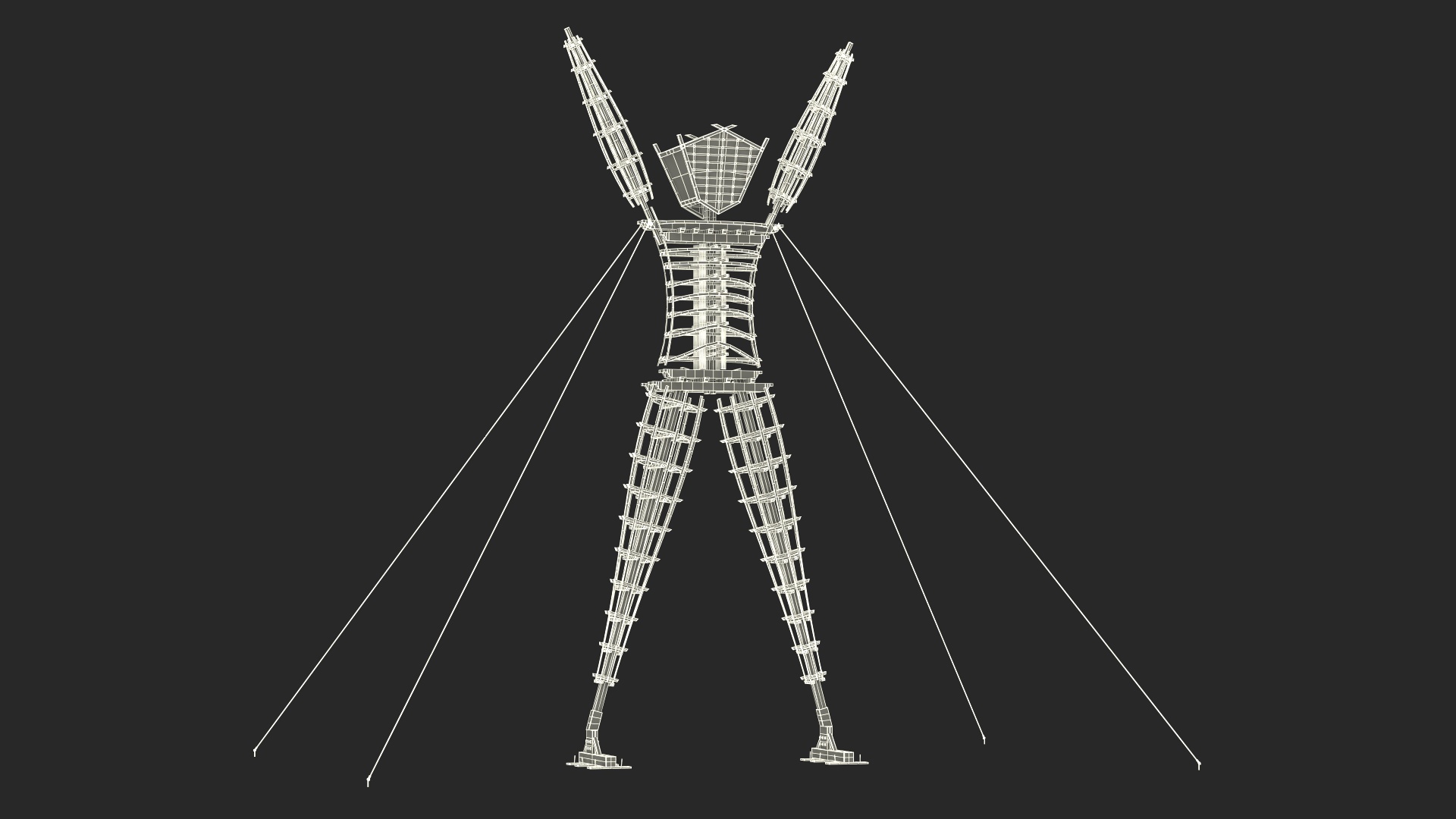 Wooden Statue Burning Man with Hands Up 3D model