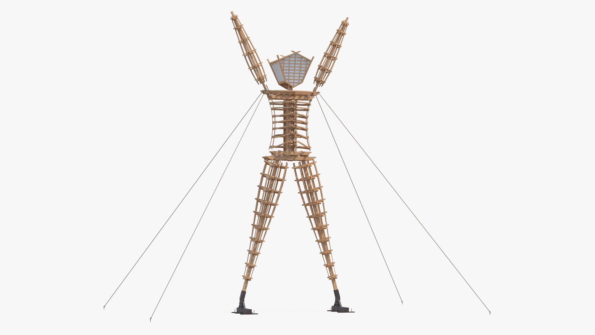 Wooden Statue Burning Man with Hands Up 3D model