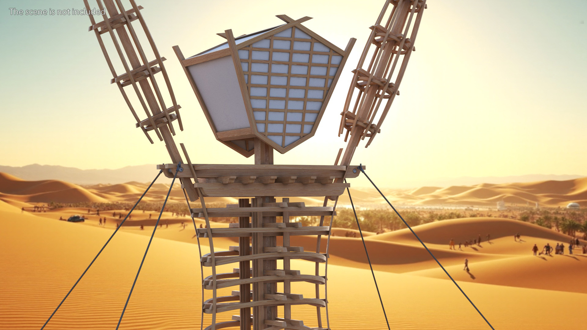 Wooden Statue Burning Man with Hands Up 3D model