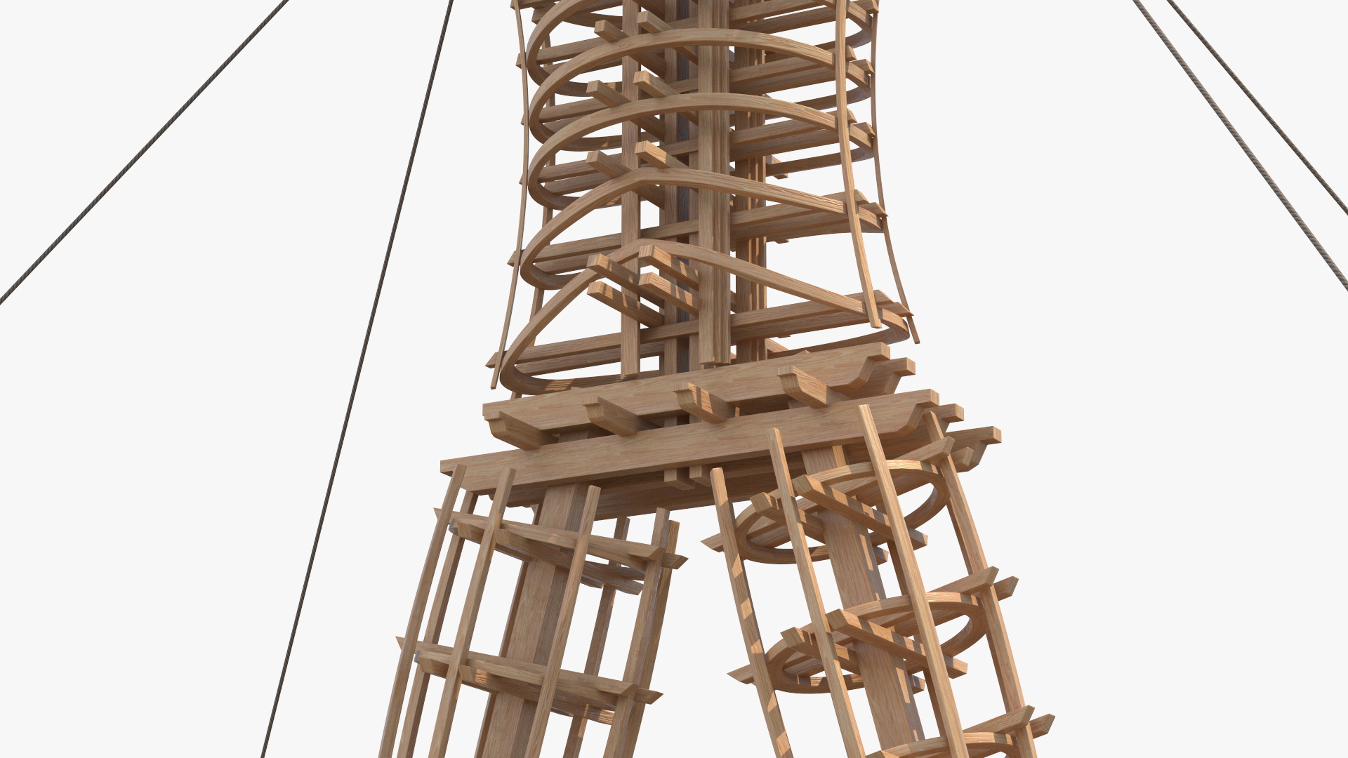 Wooden Statue Burning Man with Hands Up 3D model