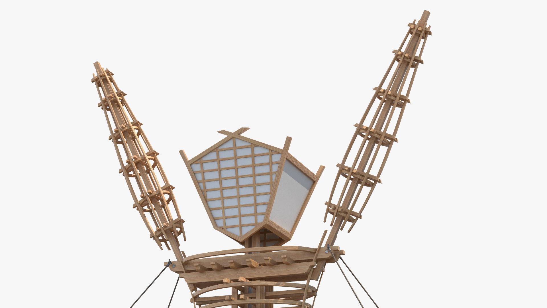 Wooden Statue Burning Man with Hands Up 3D model