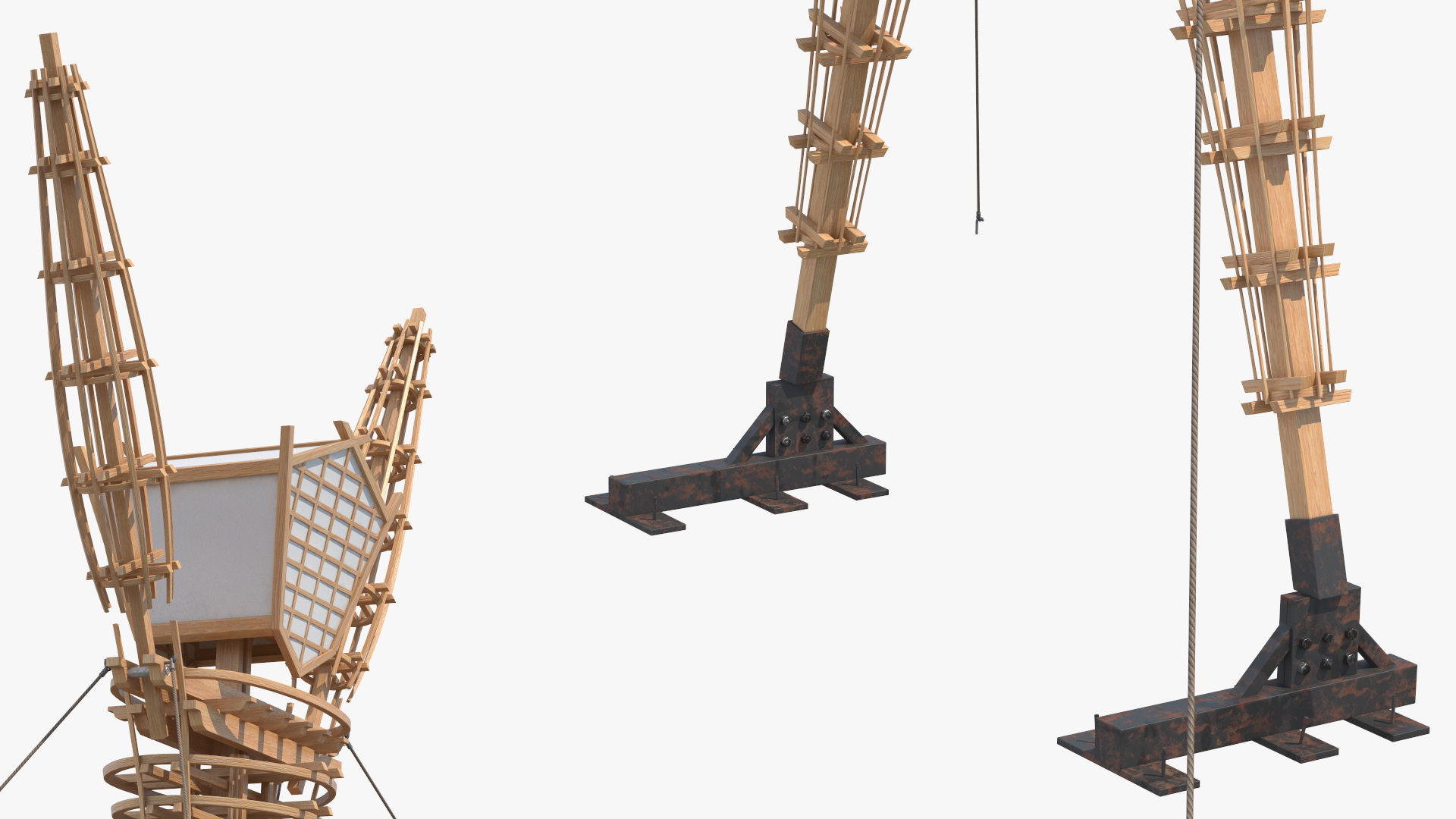 Wooden Statue Burning Man with Hands Up 3D model