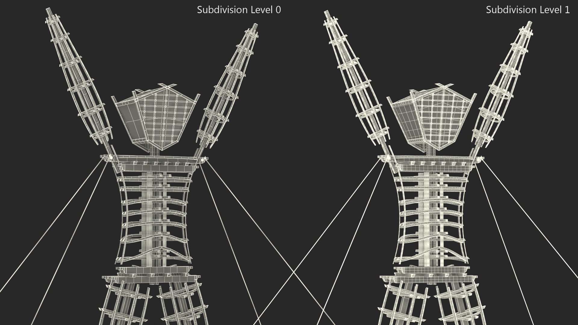 Wooden Statue Burning Man with Hands Up 3D model