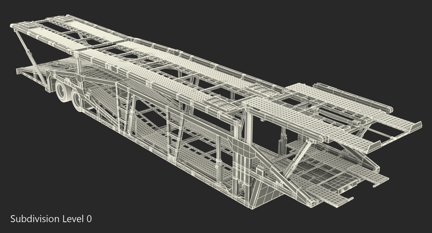 3D model Car Hauler Trailer Rigged