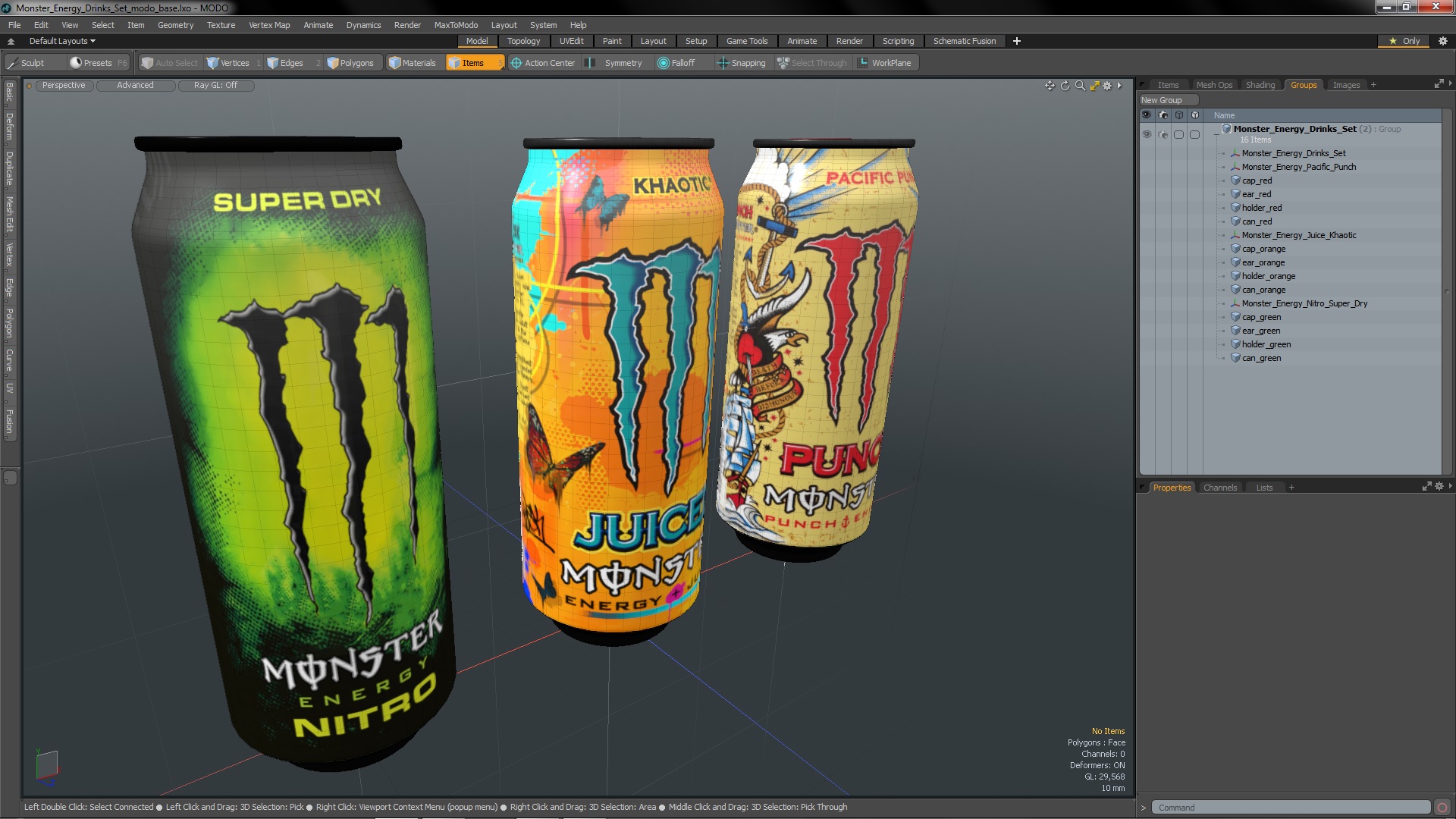 3D model Monster Energy Drinks Set
