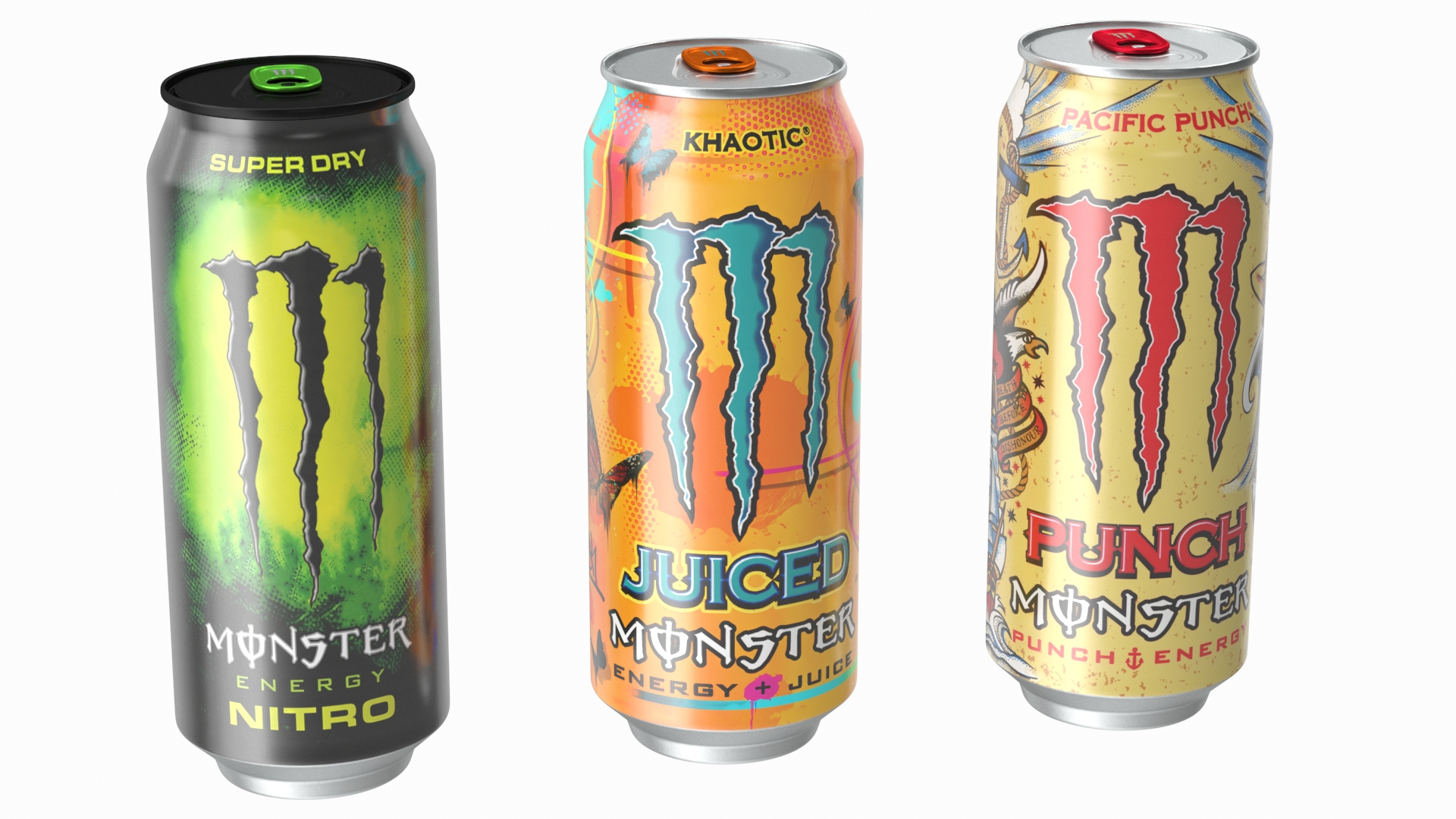 3D model Monster Energy Drinks Set