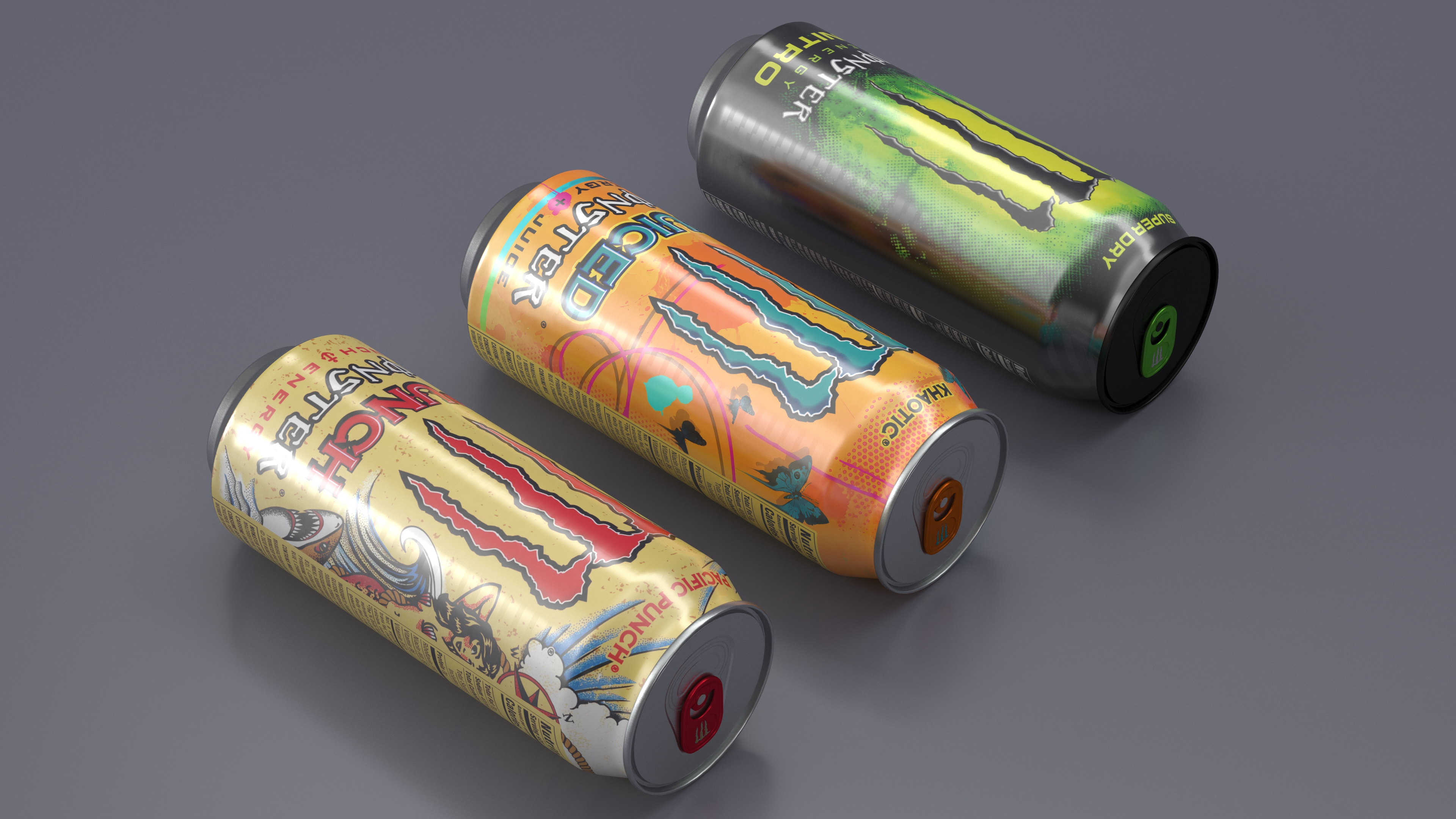 3D model Monster Energy Drinks Set