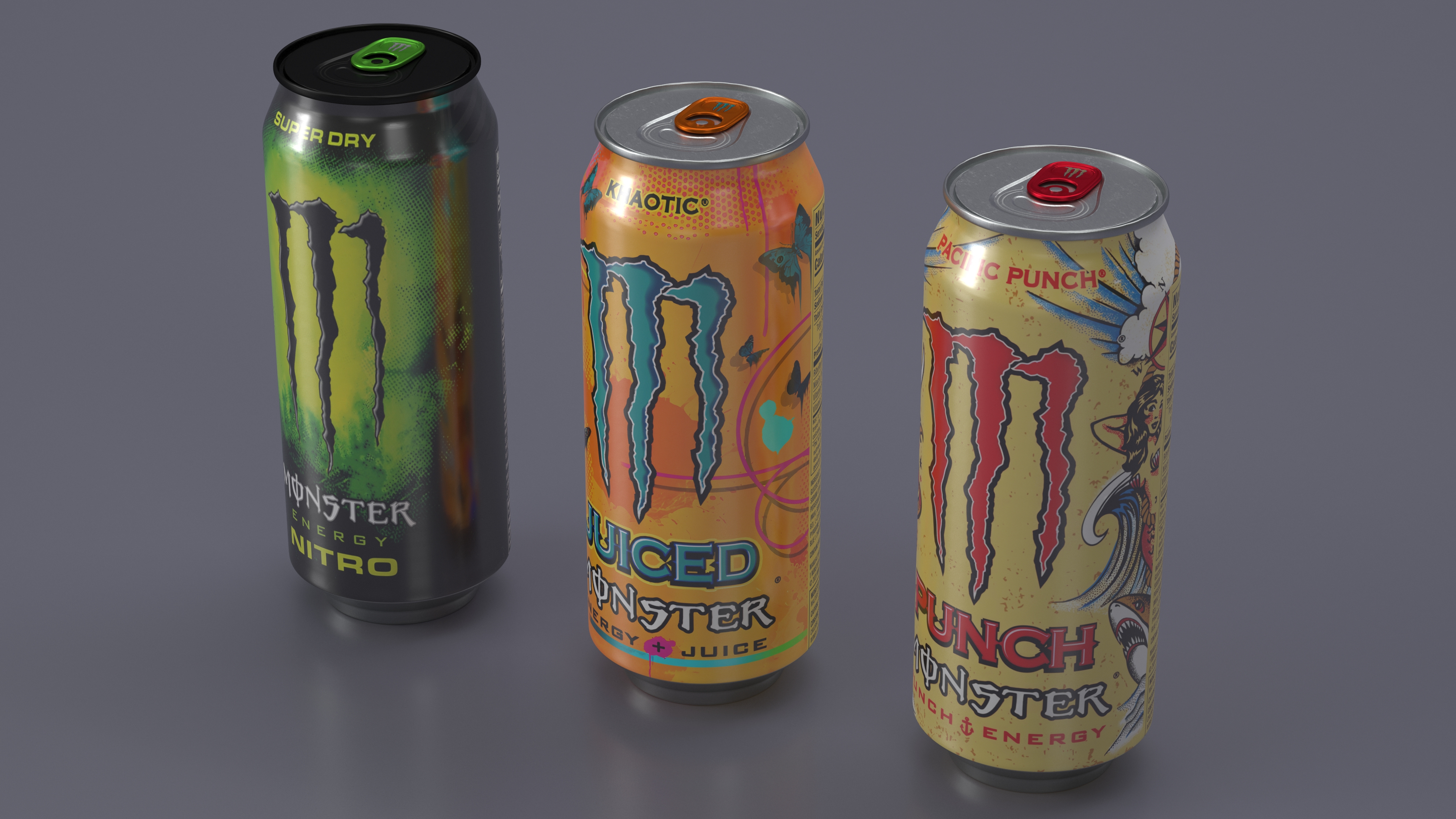 3D model Monster Energy Drinks Set