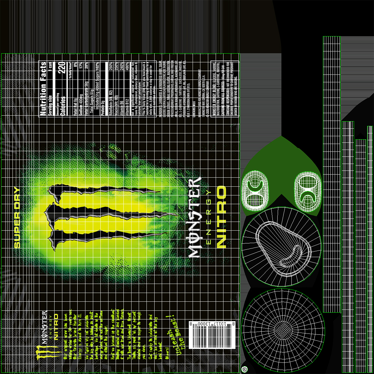3D model Monster Energy Drinks Set