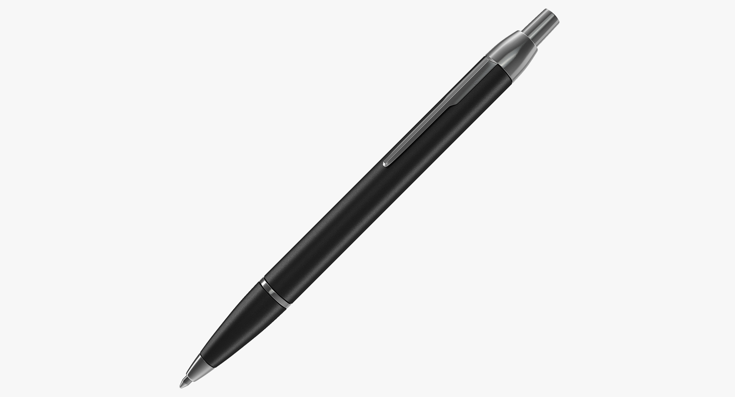 Black Steel Ballpoint Retractable Pen 3D