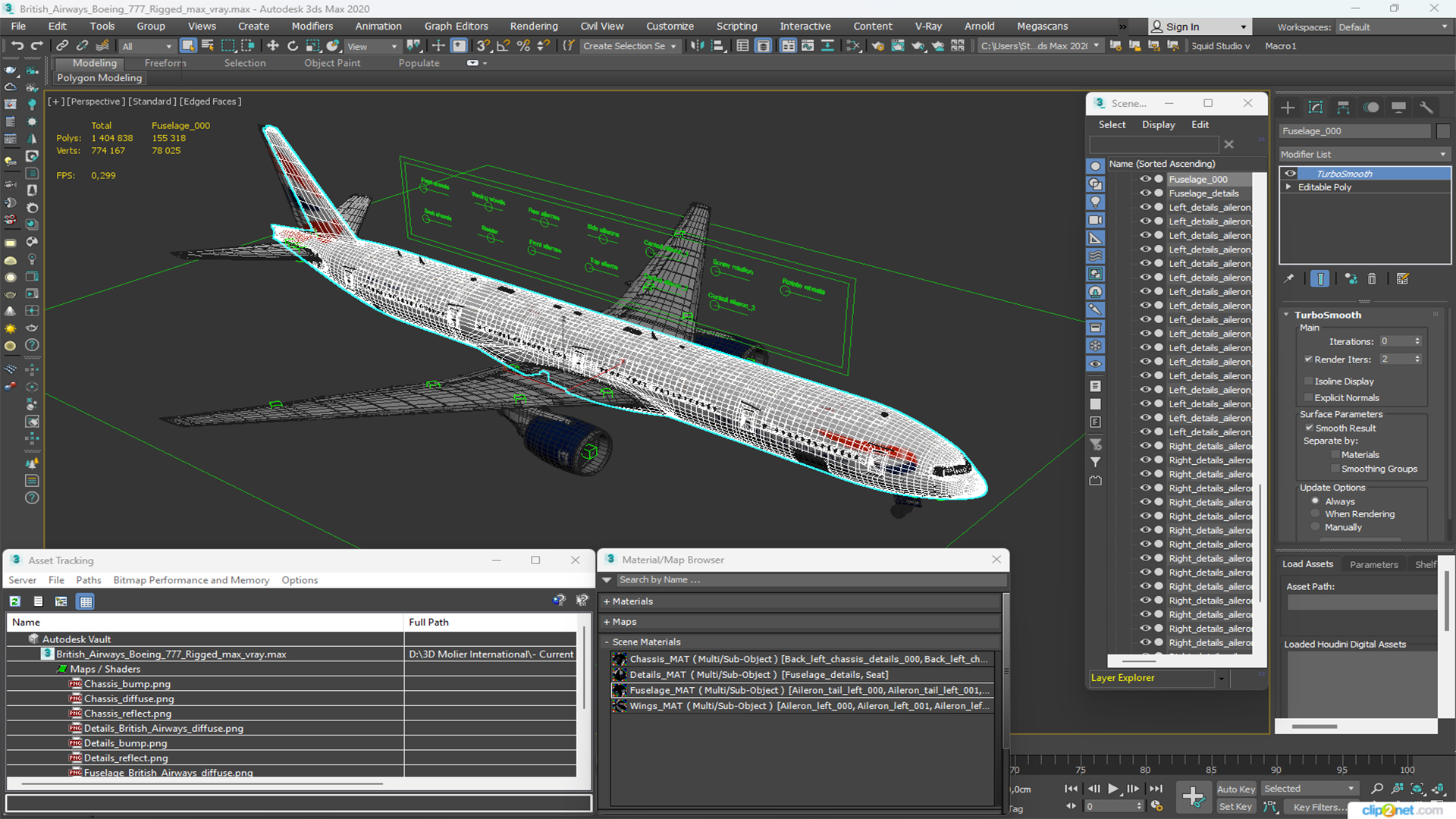 3D British Airways Boeing 777 Rigged model