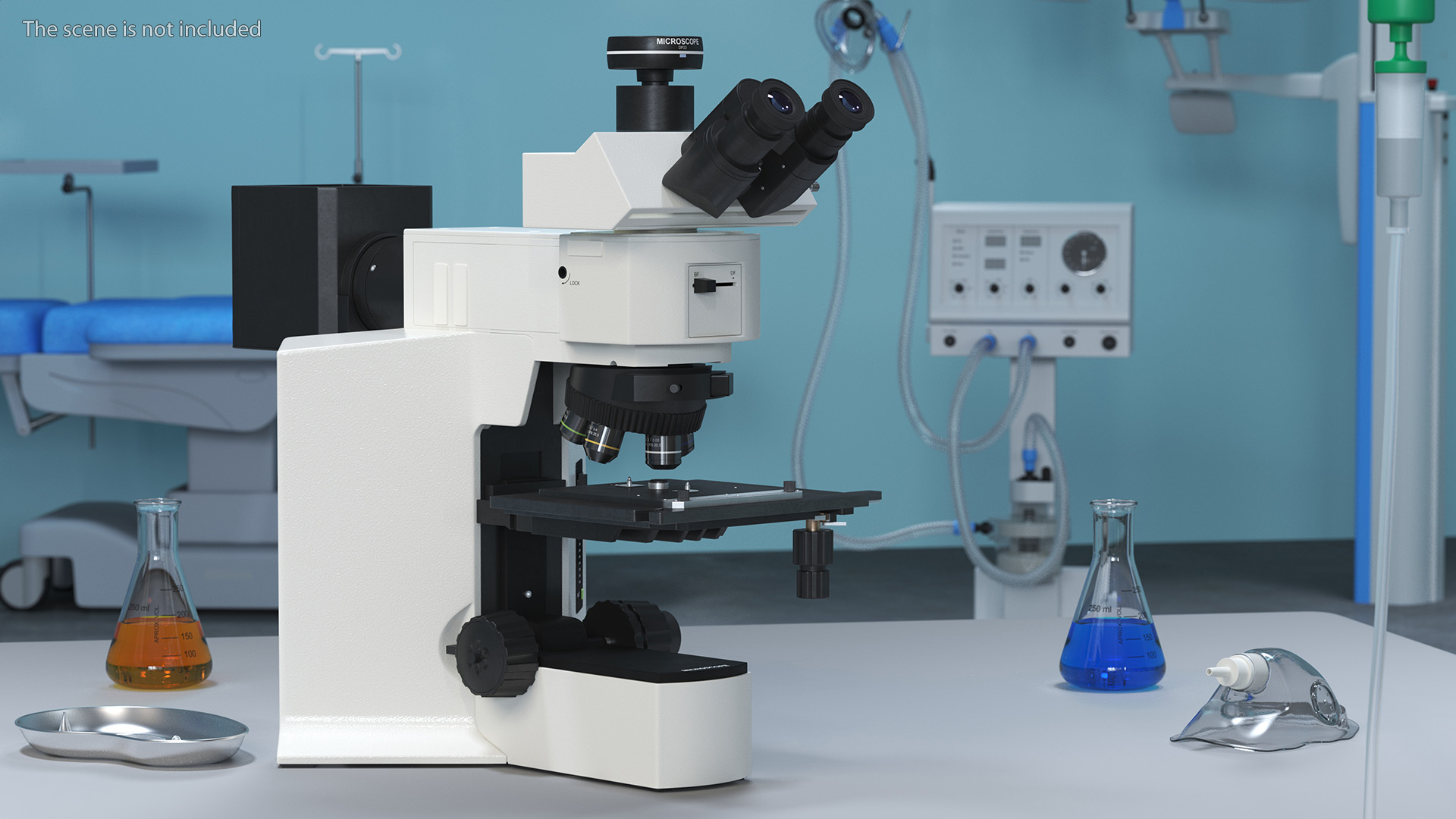 3D model Professional Trinocular Upright Fluorescence Microscope