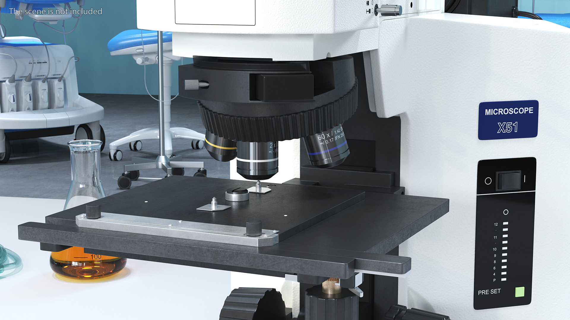 3D model Professional Trinocular Upright Fluorescence Microscope