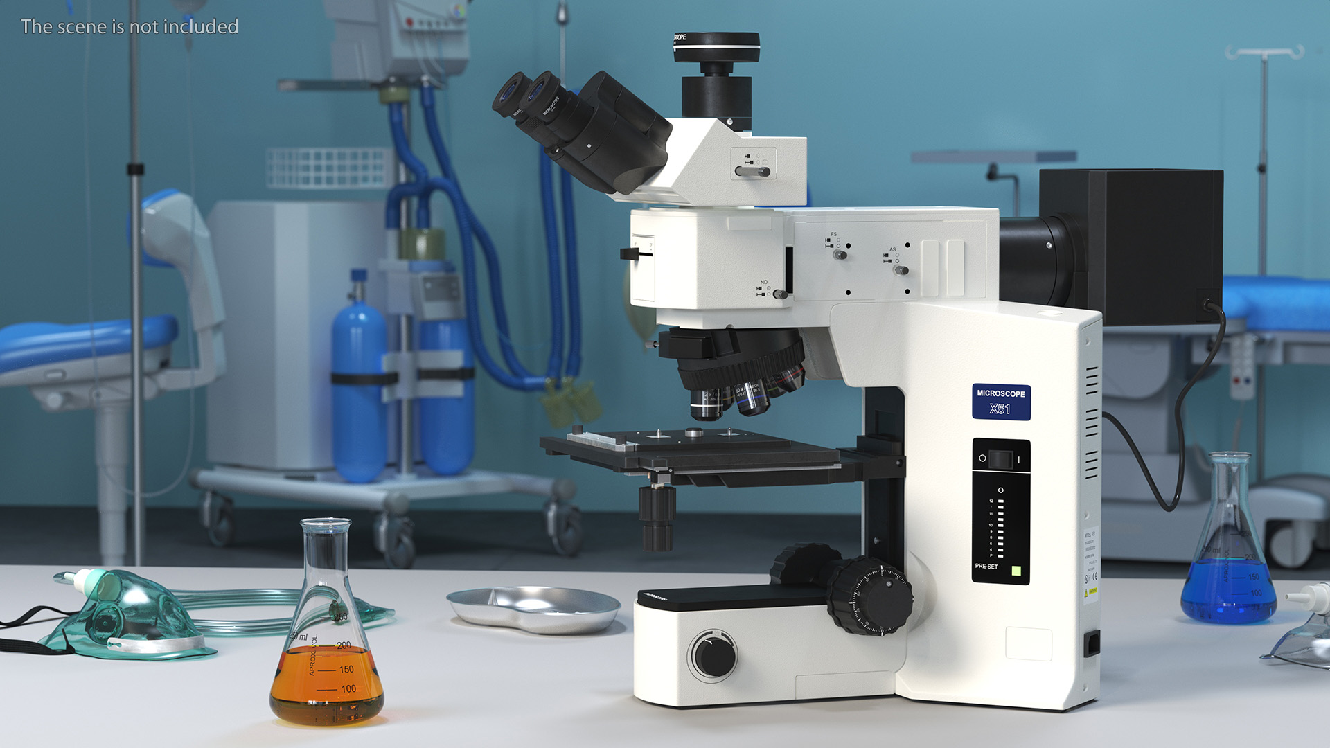 3D model Professional Trinocular Upright Fluorescence Microscope
