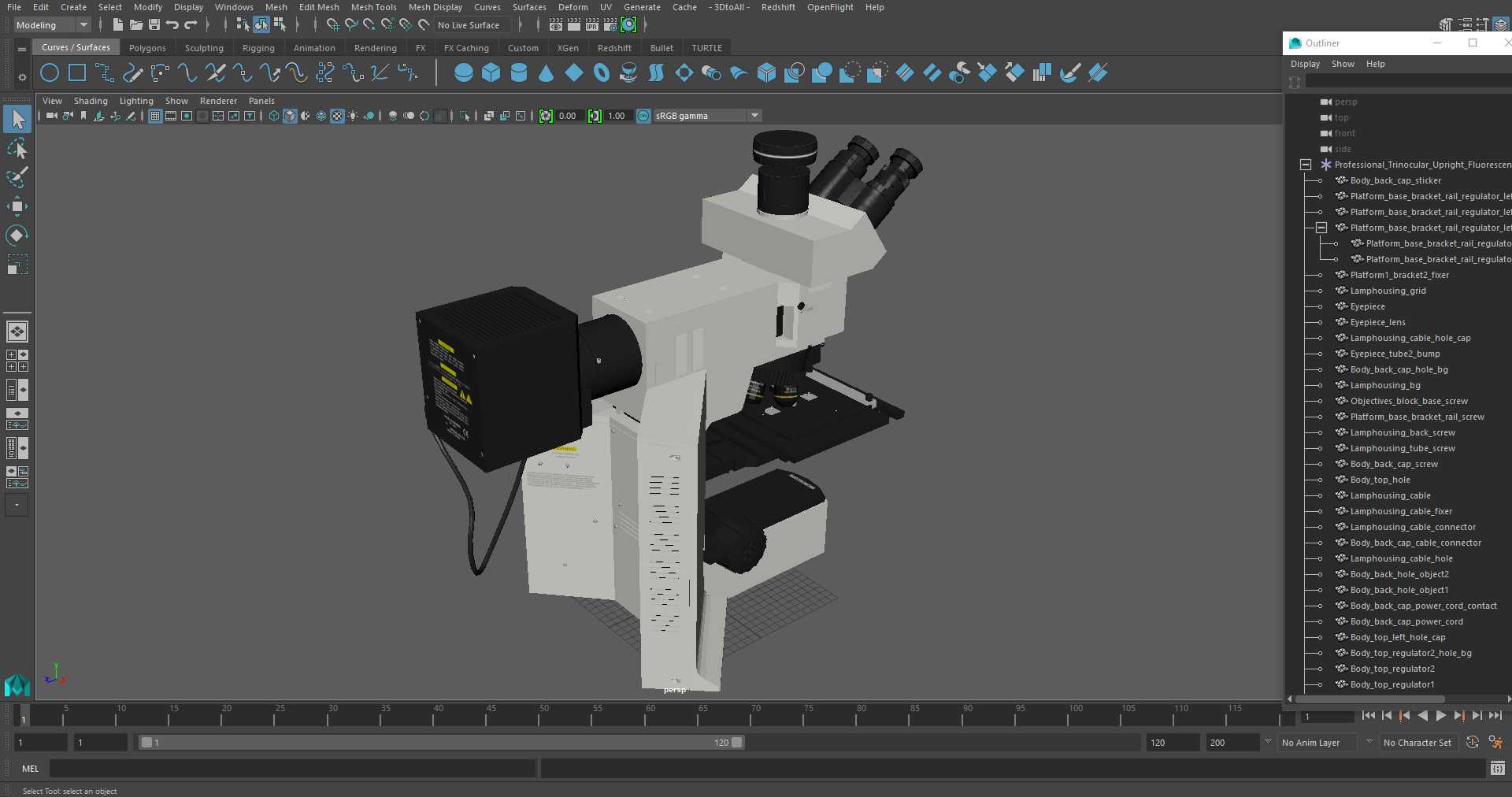 3D model Professional Trinocular Upright Fluorescence Microscope