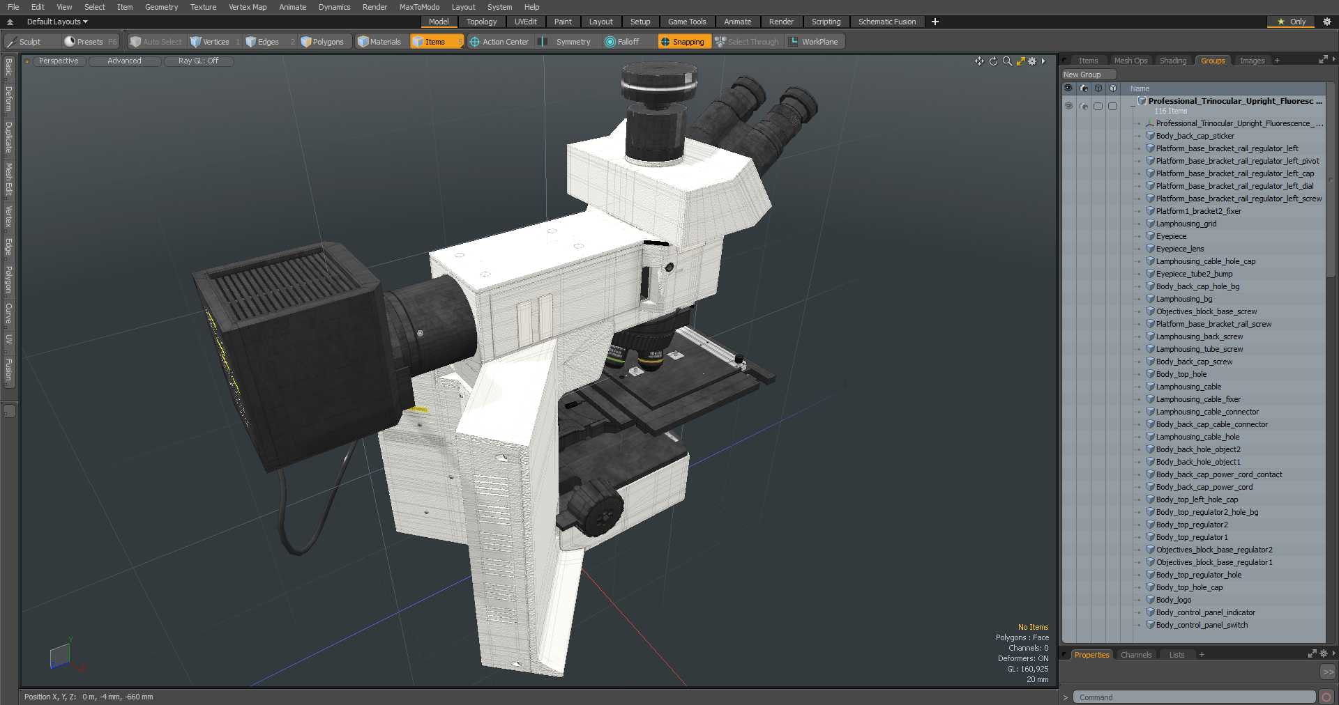 3D model Professional Trinocular Upright Fluorescence Microscope