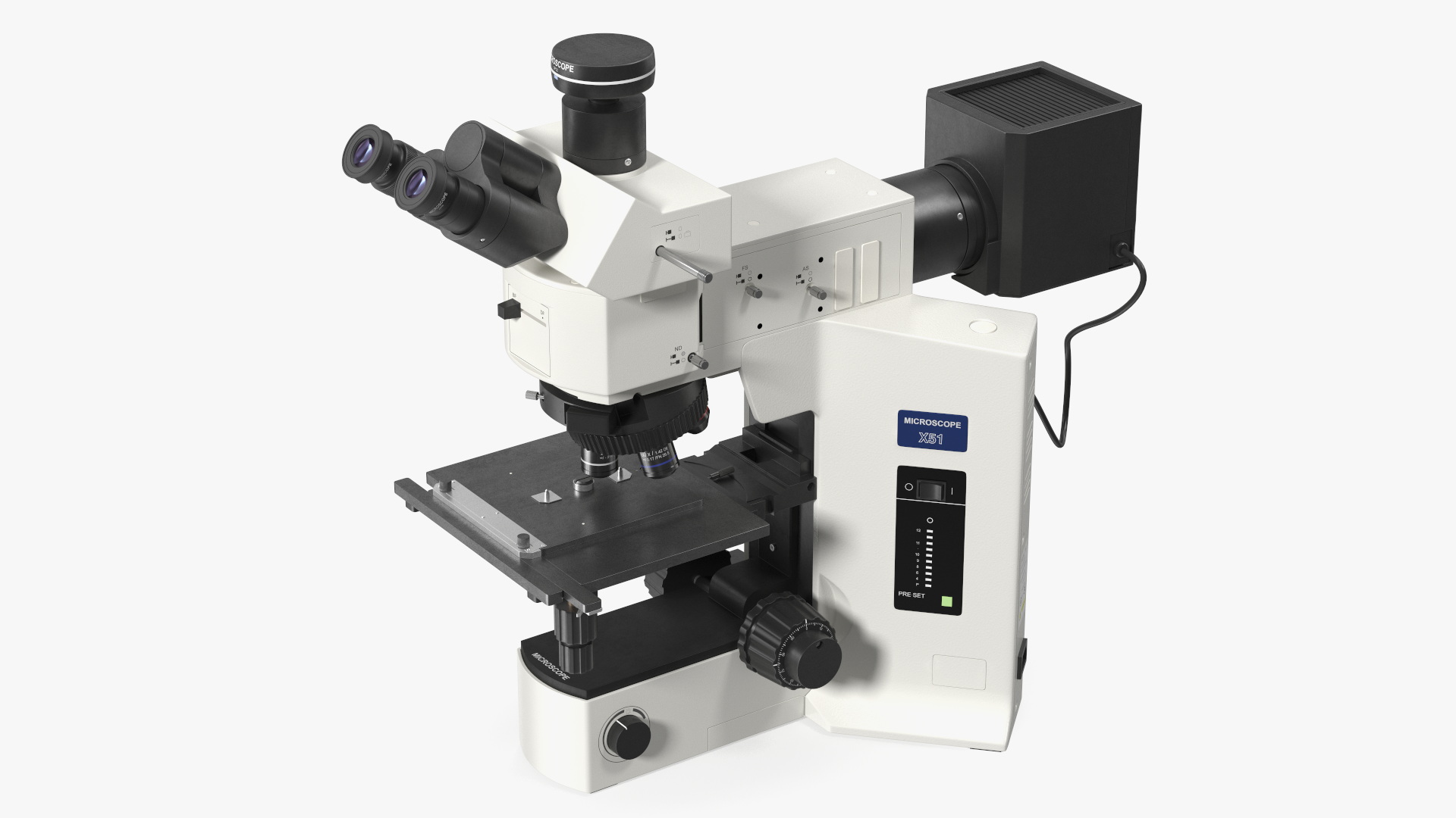 3D model Professional Trinocular Upright Fluorescence Microscope
