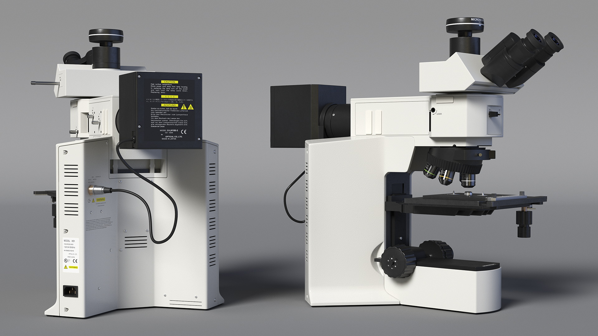 3D model Professional Trinocular Upright Fluorescence Microscope