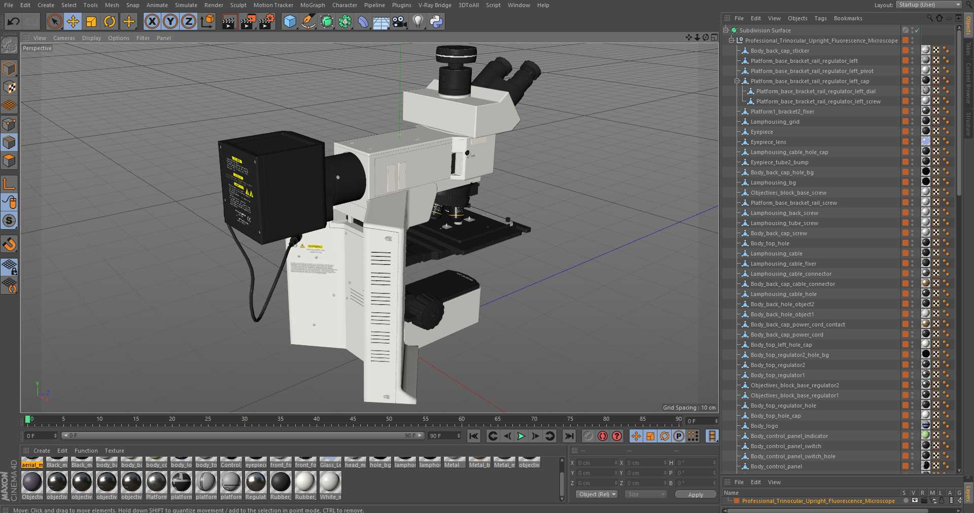 3D model Professional Trinocular Upright Fluorescence Microscope
