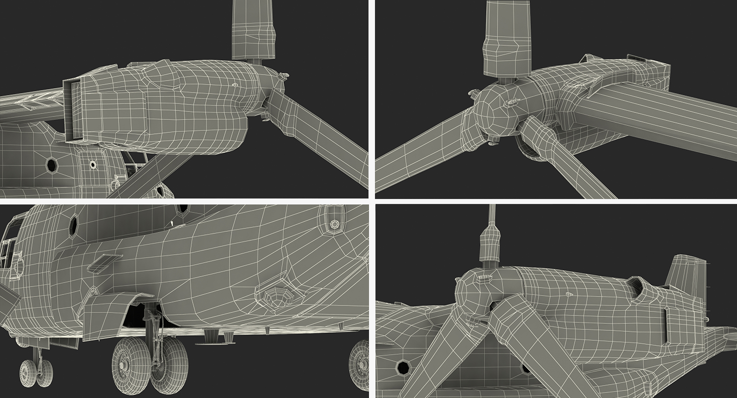 Military Transport Aircraft V 22 Osprey 3D model