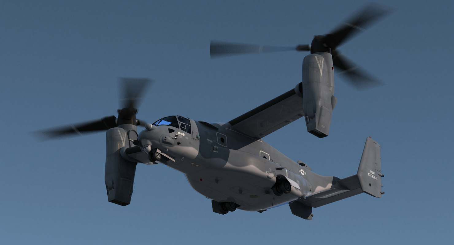 Military Transport Aircraft V 22 Osprey 3D model
