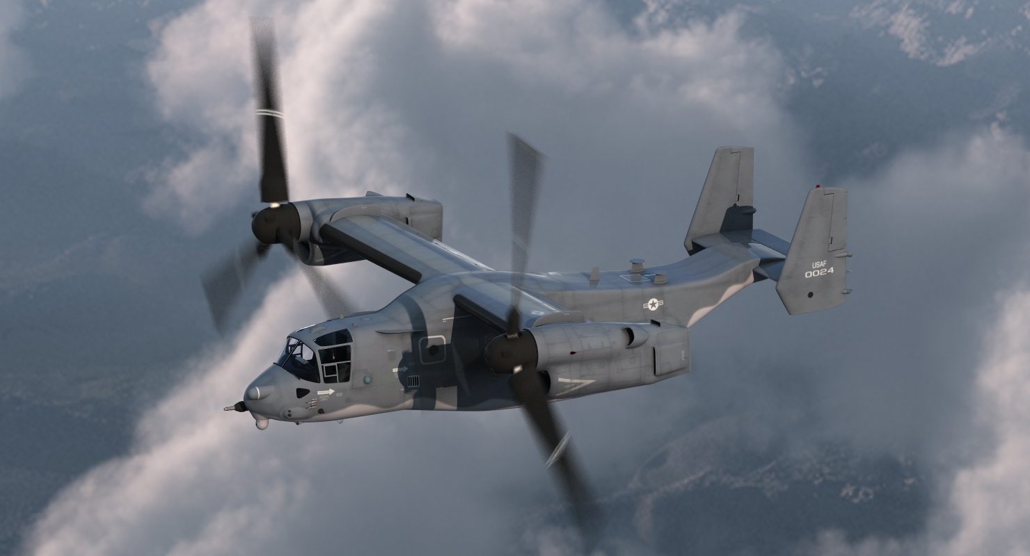 Military Transport Aircraft V 22 Osprey 3D model