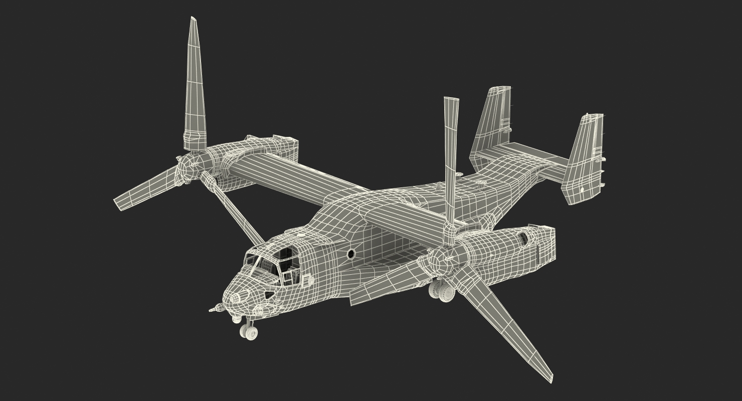 Military Transport Aircraft V 22 Osprey 3D model