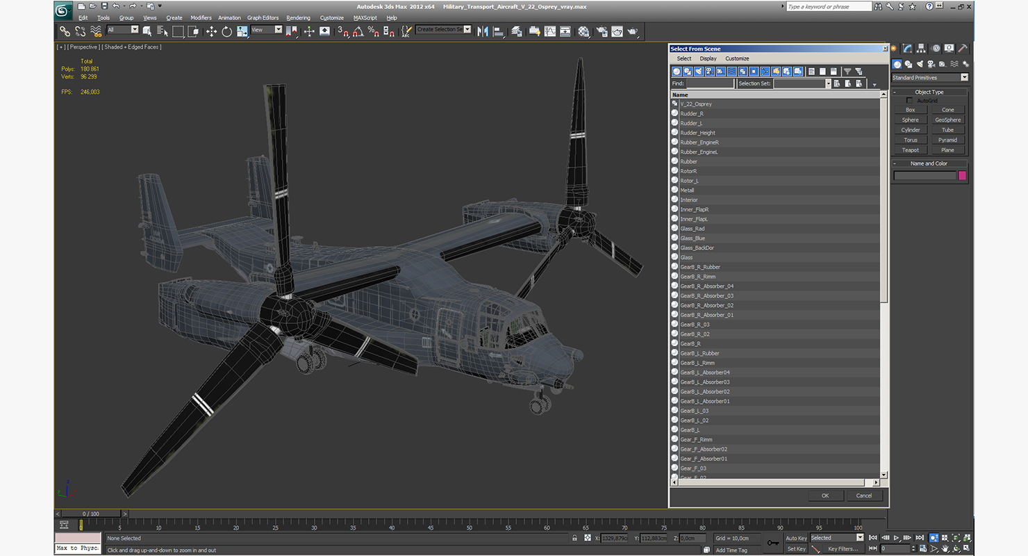 Military Transport Aircraft V 22 Osprey 3D model