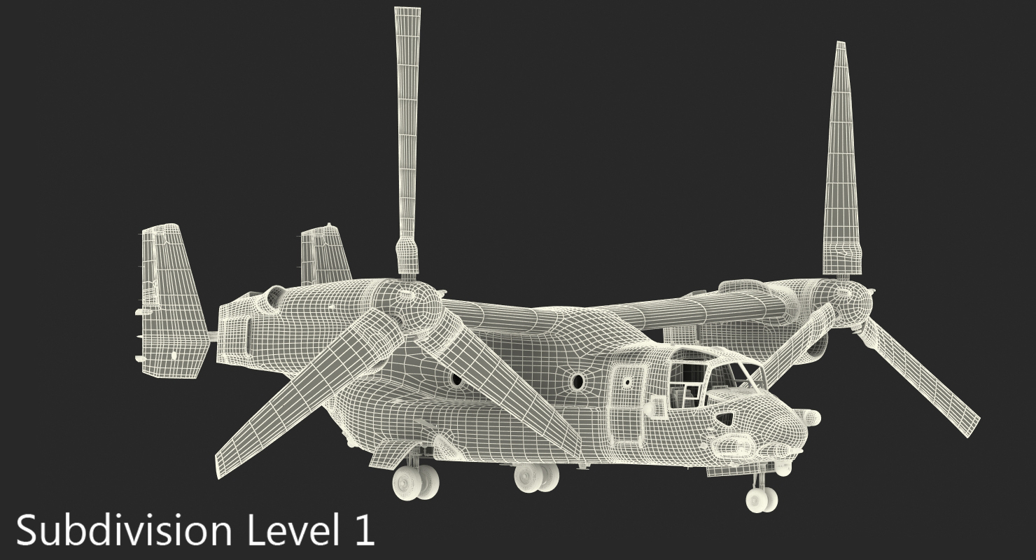 Military Transport Aircraft V 22 Osprey 3D model