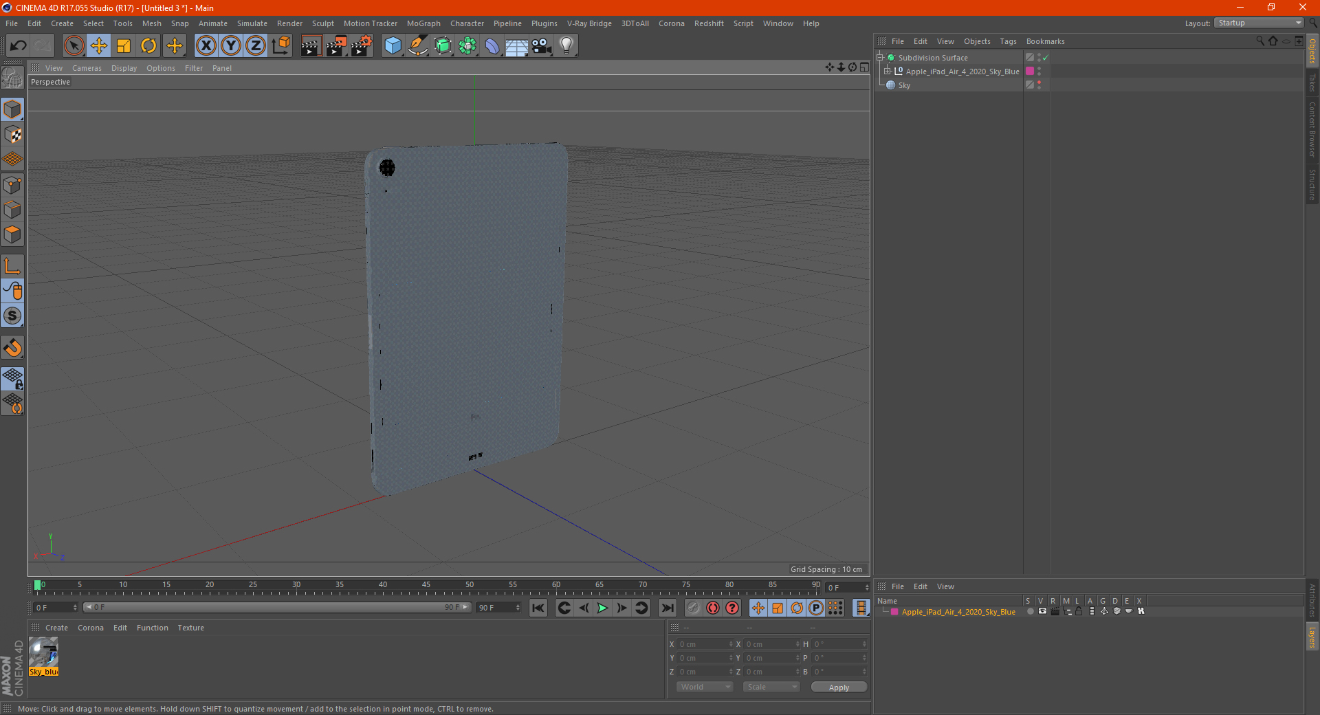 3D model Apple iPad Air 4 2020 Sky Blue