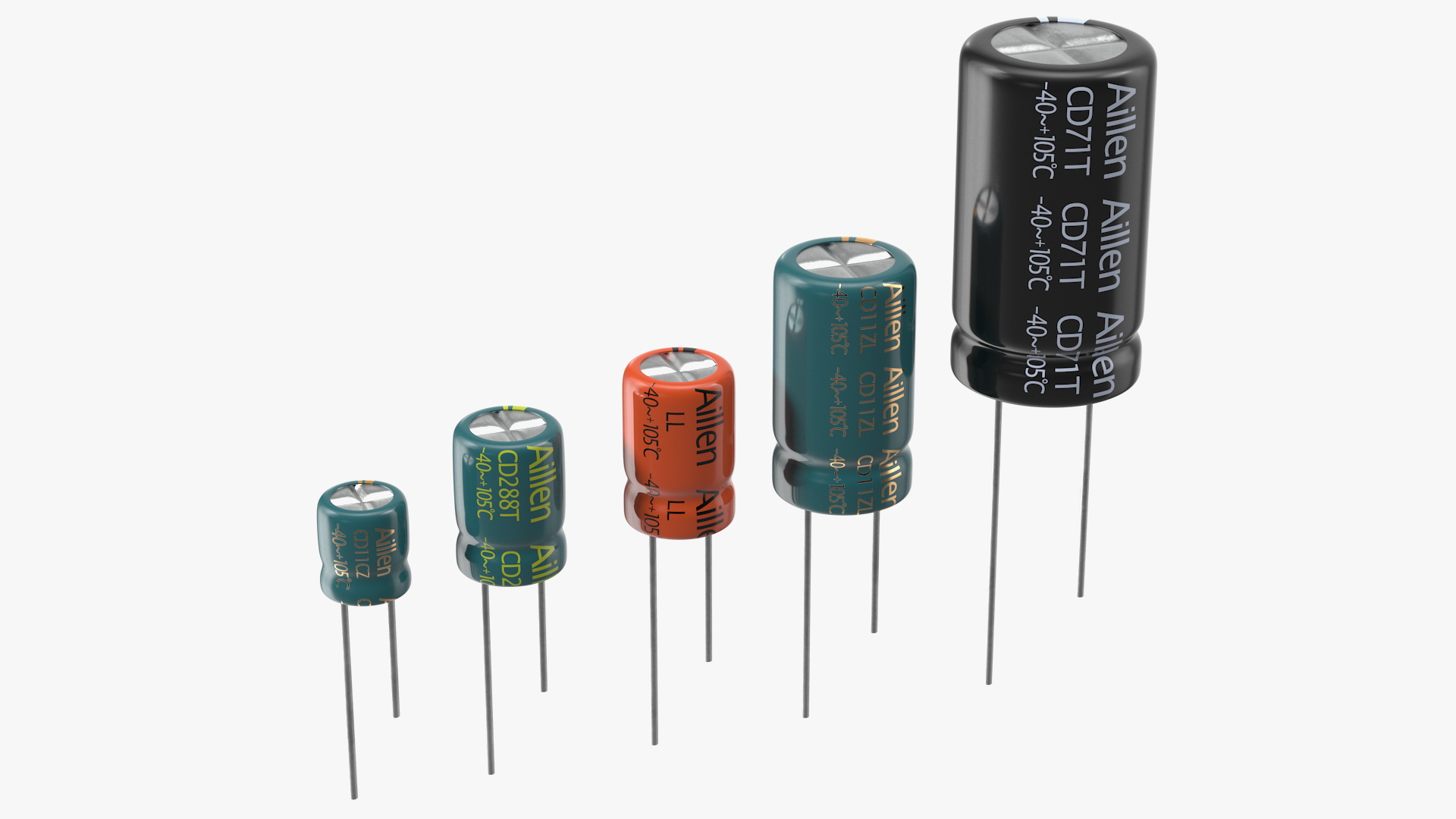 Aillen Aluminum Electrolytic Capacitor Set 3D