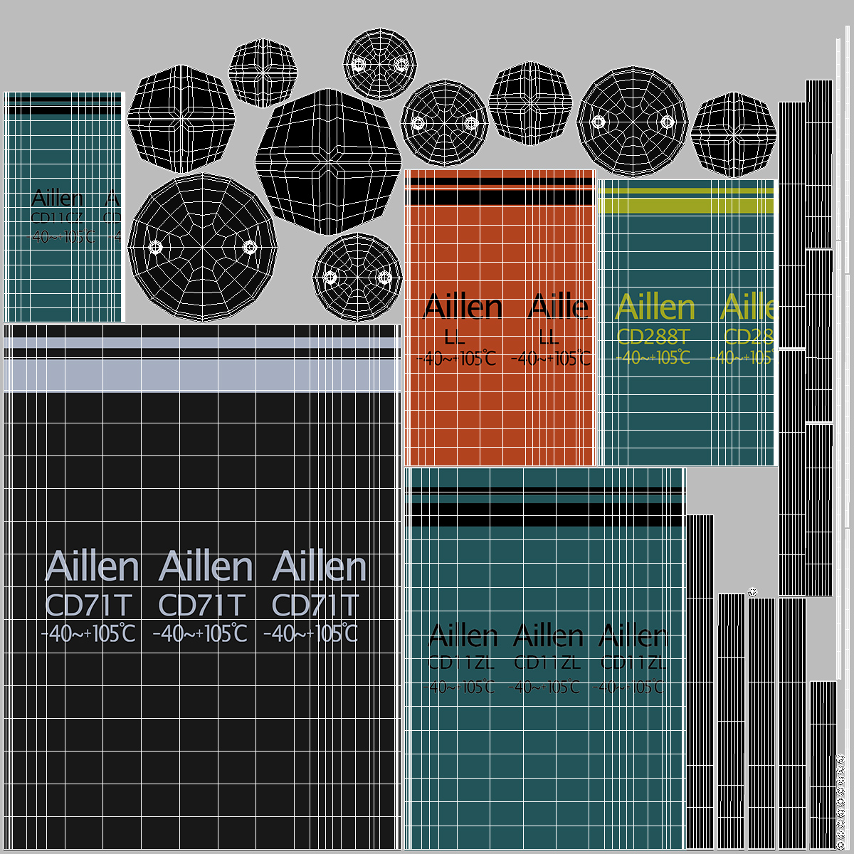 Aillen Aluminum Electrolytic Capacitor Set 3D