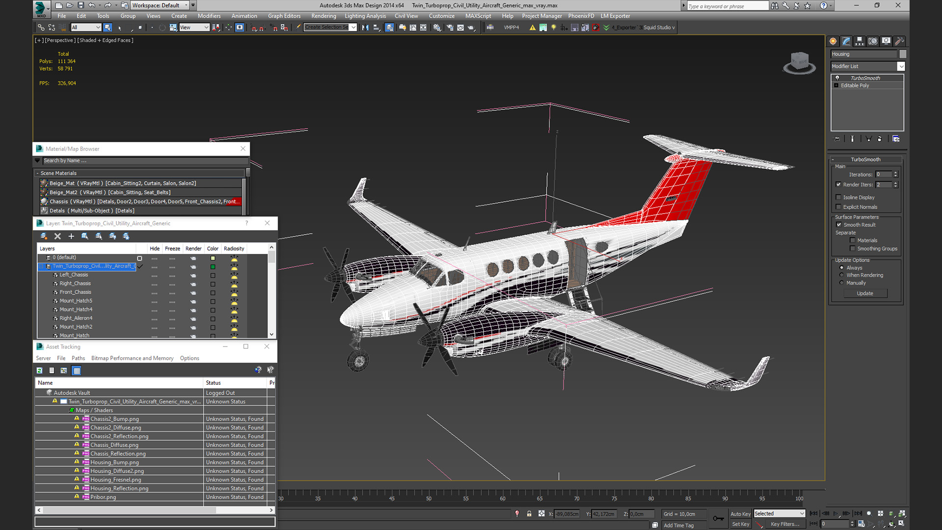 3D model Twin Turboprop Civil Utility Aircraft Generic