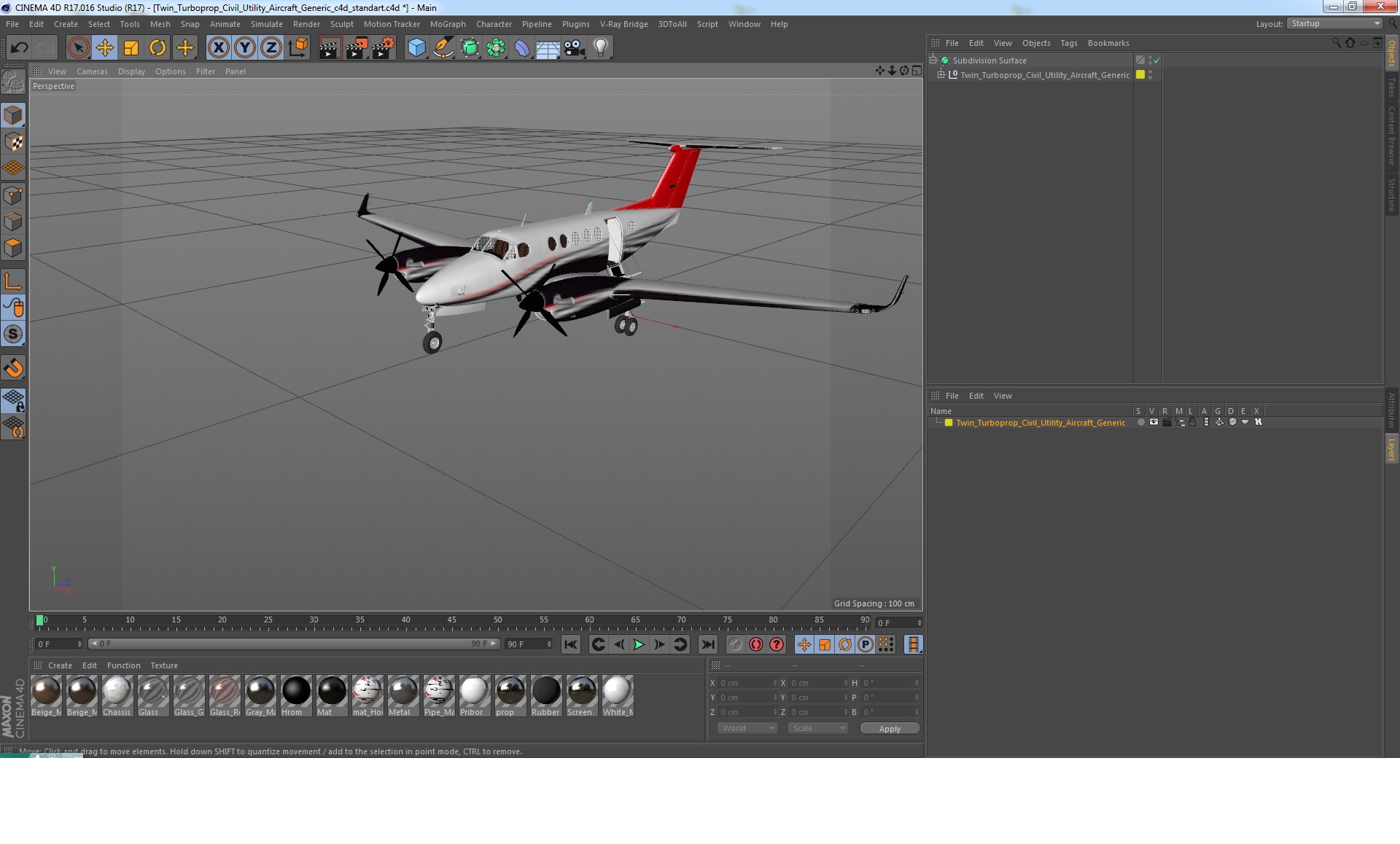 3D model Twin Turboprop Civil Utility Aircraft Generic
