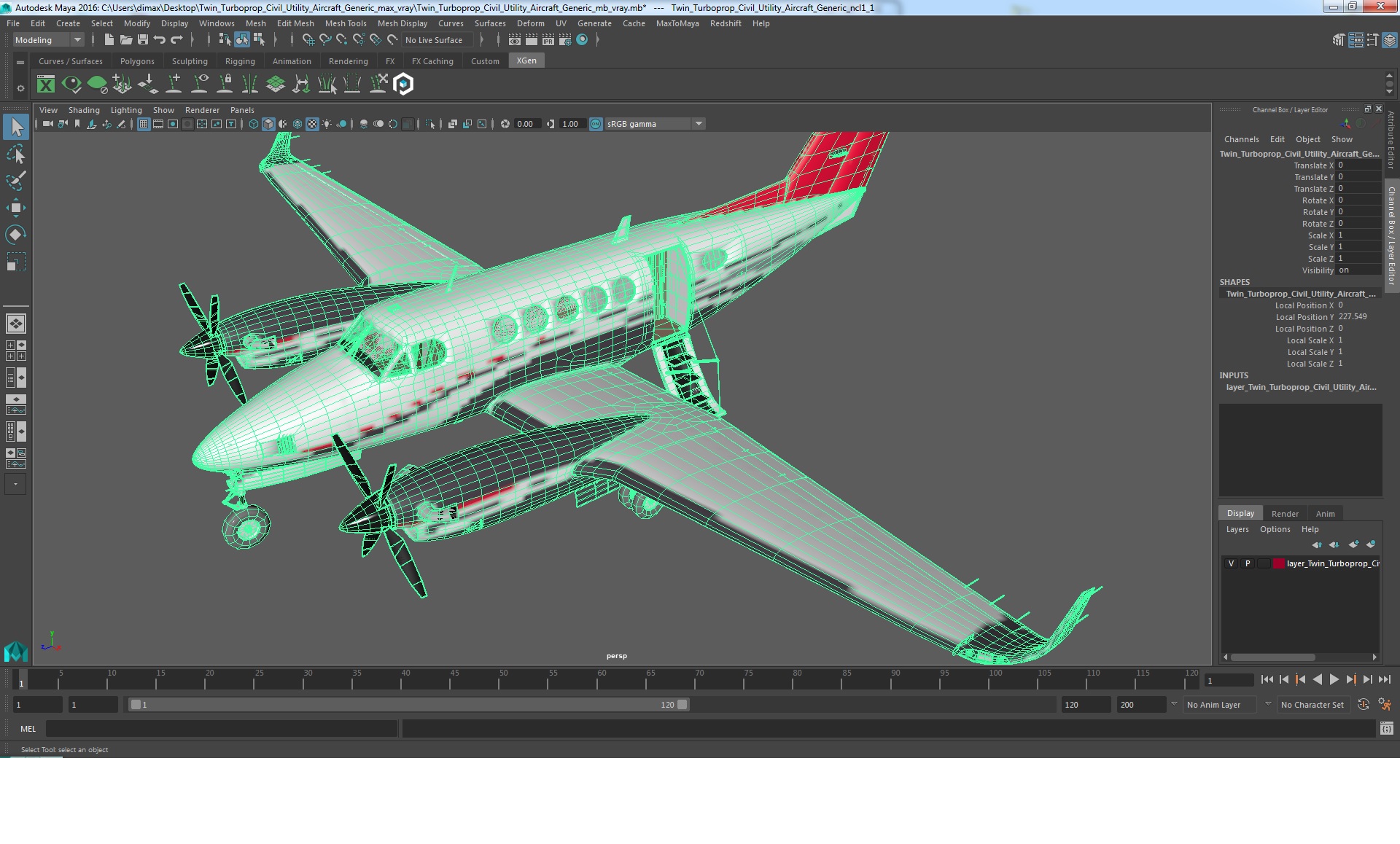 3D model Twin Turboprop Civil Utility Aircraft Generic